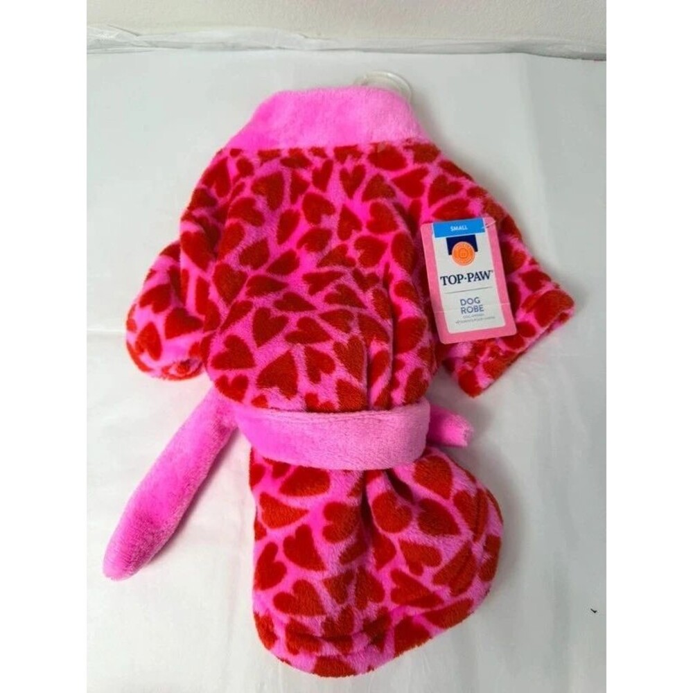 Top Paw Pink Heart Dog Robe Size Small NWT